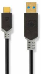 Nedis Cablu USB | USB 3.2 Gen 1 | Conector USB-A | Conector USB-C | 5 Gbps | Placat cu aur | 1, 00 m | Rotund | PVC | Antracit | Cutie cu fereastră (CCBW61600AT10)