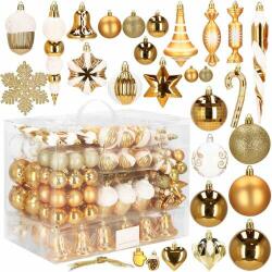 SPRINGOS Set de ornamente de Crăciun, 155 ornamente de Crăciun, auriu (CA0848)