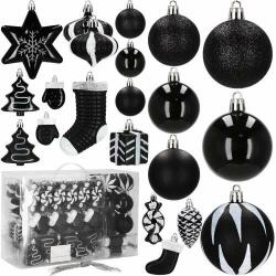 SPRINGOS Set de 77 de ornamente de Crăciun, negru (CA0850)