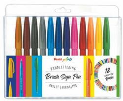 Pentel Set de pensule caligrafice PENTEL, PENTEL "Brush Sign", 12 culori diferite (SES15-12)