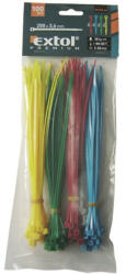 Extol Premium kábelkötegelő 2, 5×150mm 100db, 4 színű (piros, kék, sárga, zöld), nylon (8856194)