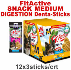 FitActive Hypoallergenic Denta-Sticks Digestion Rosemary & Curcuma - Batoane care susțin digestia și curăță dinții (M) (12 pliculețe | 12 x 150 g) 1800 g