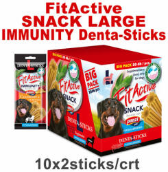FitActive Hypoallergenic Denta-Sticks Immunity Cranberry & Curcuma - Batoane pentru întărirea sistemului imunitar și pentru curățarea dinților pentru câini (L) (10 pliculețe | 10 x 170 g) 1700 g