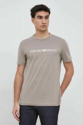 Giorgio Armani pamut póló bézs, nyomott mintás - bézs M - answear - 31 990 Ft