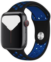 SmartWatcherz Szilikon Sport Apple Watch Szíj - Fekete-Kék, S/M, 42, 44, 45, 49mm (10434)