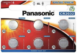 Panasonic lítium elem (gombos) CR-2032EL / 6BP 3V (bliszter 6db) (2B380582)
