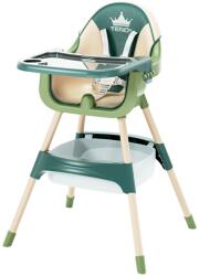 Teno 3 az 1-ben Asztali szék babáknak és gyerekeknek Teno®, állítható magasságú, 5 pontos biztonsági öv, állítható és kivehető tálca, játéktároló, zöld (TENO91)