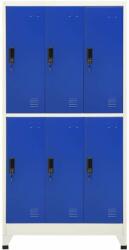 vidaXL Szürke-kék acél zárható szekrény 90 x 45 x 180 cm (339802)