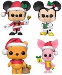 Funko POP! Disney: Mickey Mouse - Mickey Mouse, Minnie Mouse, Winnie The Pooh, Piglet (Flocked) (Ediție specială)