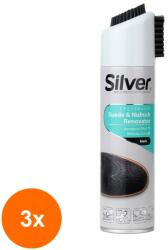 Silver Set 3 x Spray Restaurare Piele Nubuc / Caprioara, Silver, Negru, 250 ml (ROC-3xMAG1016265TS)