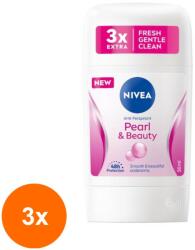Nivea Set 3 x Deodorant Stick pentru Femei, Nivea Pearl&Beauty, 50 ml