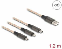 Delock Cablu de incarcare 3 in 1 USB la Lightning/Micro USB/USB Type-C RGB 1.2m, Delock 88158 (88158)