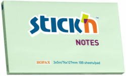 STICK'N Notes autoadeziv 76x127 mm, 100 file, STICK'N Pastel - Verde (HO-21156)