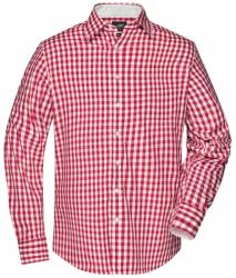 James & Nicholson (Daiber) Férfi kockás ing JN617 - Piros / fehér | XL (1-JN617-1699104)