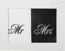 Eurofirany Mr és Mrs hímzett törölköző szett 2db 70x140 cm Fehér/fekete