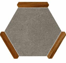  22x25 cm Avant Sacramento Taupe-Roble Hexagon prémium kőhatású és fahatású kevert járólap
