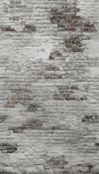  Erősen kopott kis téglákból rakott malteres fal fehér szürke fekete téglavörös és barna falpanel/digitális nyomat (EP6102)