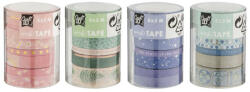  Öntapadós papírszalag, washi-tape, 6 x 3m, 6 db/csomag, pasztell színek, 4 féle változat (RMS-CR3008) - officetrade