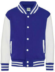 Just Hoods Vastag gyerek pulóver, Just Hoods AWJH043J, patenttal záródó, Royal Blue/Arctic White-3/4