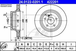 ATE Disc frana MERCEDES E-CLASS T-Model (S212) (2009 - 2016) ATE 24.0122-0201.1