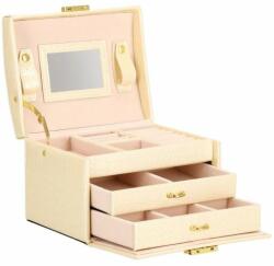 SPRINGOS Cutie pentru bijuterii, MDF, piele ecologica si catifea, crem si roz, cu oglinda, 17.5x14x12.5 cm, Springos (HA1076) - mercaton