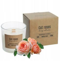 BISPOL Lumânare aromată cu fitil de lemn - Bispol Fragrance Candle Cut Roses 300 g
