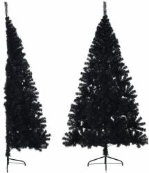  Jumătate brad de crăciun artificial cu suport, negru 210 cm pvc (344678)