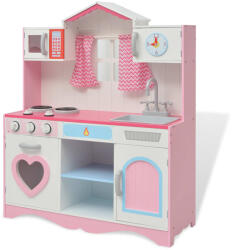  Bucătărie de jucărie din lemn 82 x 30 x 100 cm, roz și alb (80179) Bucatarie copii