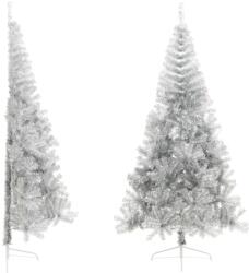  Jumătate brad de crăciun cu suport, argintiu, 240 cm, pet (344699)