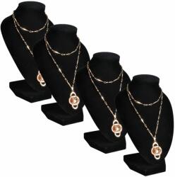  Suport bijuterii flanel pentru colier, negru, 9 x 8, 5 x 15 cm, 4 buc (240905)