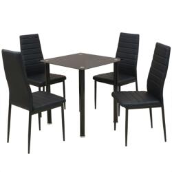  Set masă și scaune de bucătărie, negru, 5 piese (242933)