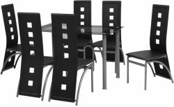  Set masă și scaune de bucătărie 7 piese, negru (242910)