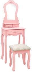 Set masă de toaletă cu taburet roz 50x59x136 cm lemn paulownia (289311)