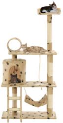  Ansamblu pisici, stâlpi funie sisal, 140 cm bej, imprimeu lăbuțe (170586)
