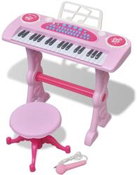  Orgă pentru copii cu scaun/microfon, 37 clape, roz (80118) Instrument muzical de jucarie