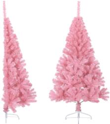  Jumătate brad de crăciun artificial cu suport, roz, 150 cm, pvc (344671)