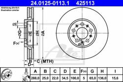 ATE Disc frana SEAT IBIZA V SPORTCOUPE (6J1, 6P5) (2008 - 2016) ATE 24.0125-0113.1