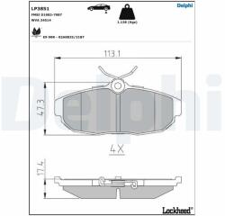 DELPHI set placute frana, frana disc DELPHI LP3851 - automobilus