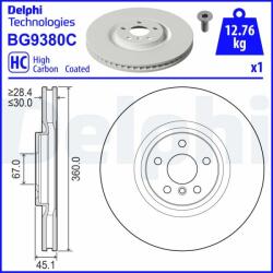 DELPHI Disc frana DELPHI BG9380C (BG9380C) - automobilus