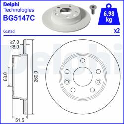 DELPHI Disc frana DELPHI BG5147C (BG5147C) - automobilus