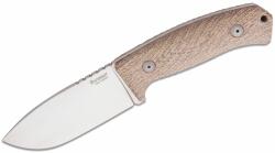 LIONSTEEL Hunting fix knife with NIOLOX blade, NATURAL CANVAS handle, leather sheath M3 CVN (M3 CVN)