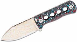 QSP KNIFE Canary Neck Knife Brass Copper Damascus Red White Blue CF QS141-H (QS141-H)