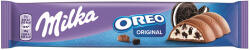 Milka & Oreo tejcsokoládé, kakaós kekszdarabok, vaníliaízű tejes krém - 37g - koffeinzona