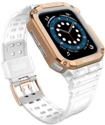 gigapack Apple Watch Series 9 41mm pótszíj (egyedi méret, , közepesen ütésálló, állítható + keret) átlátszó / rozéarany (GP-141555)