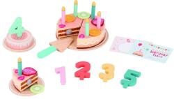 Lelin Set de joc din lemn Lelin - Tort de ziua de naștere, cu accesorii (L40247)