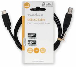 Nedis USB kábel | USB 2.0 | USB-C Dugasz | USB-B Dugasz | 480 Mbps | N (CCGL60650BK10)