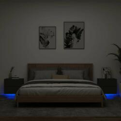 vidaXL 2 db fekete falra szerelhető éjjeliszekrény LED-világítással (836815) - pepita