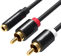 Kábel Audio 3.5mm Female to 2x RCA Male Vention VAB-R01-B200 2m Fekete (VAB-R01-B200)
