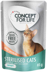 Concept for Life 24x85g Concept for Life Sterilised Cats lazac gabonamentes nedves macskatáp szószban