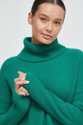 Benetton pulover de lana femei, culoarea verde, light, cu guler 9BYX-SWD0SD_77X